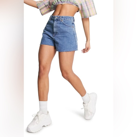 Topshop Pants - Topshop > A-Line Blue Denim High Rise Mom Shorts 6